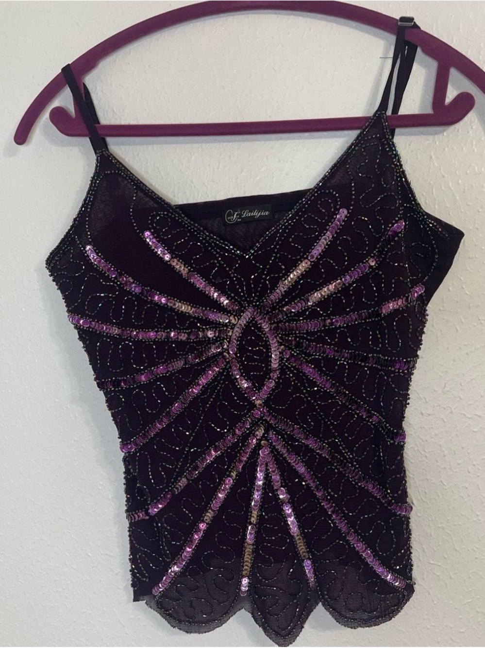 Purple Sequin Embellished Camisole